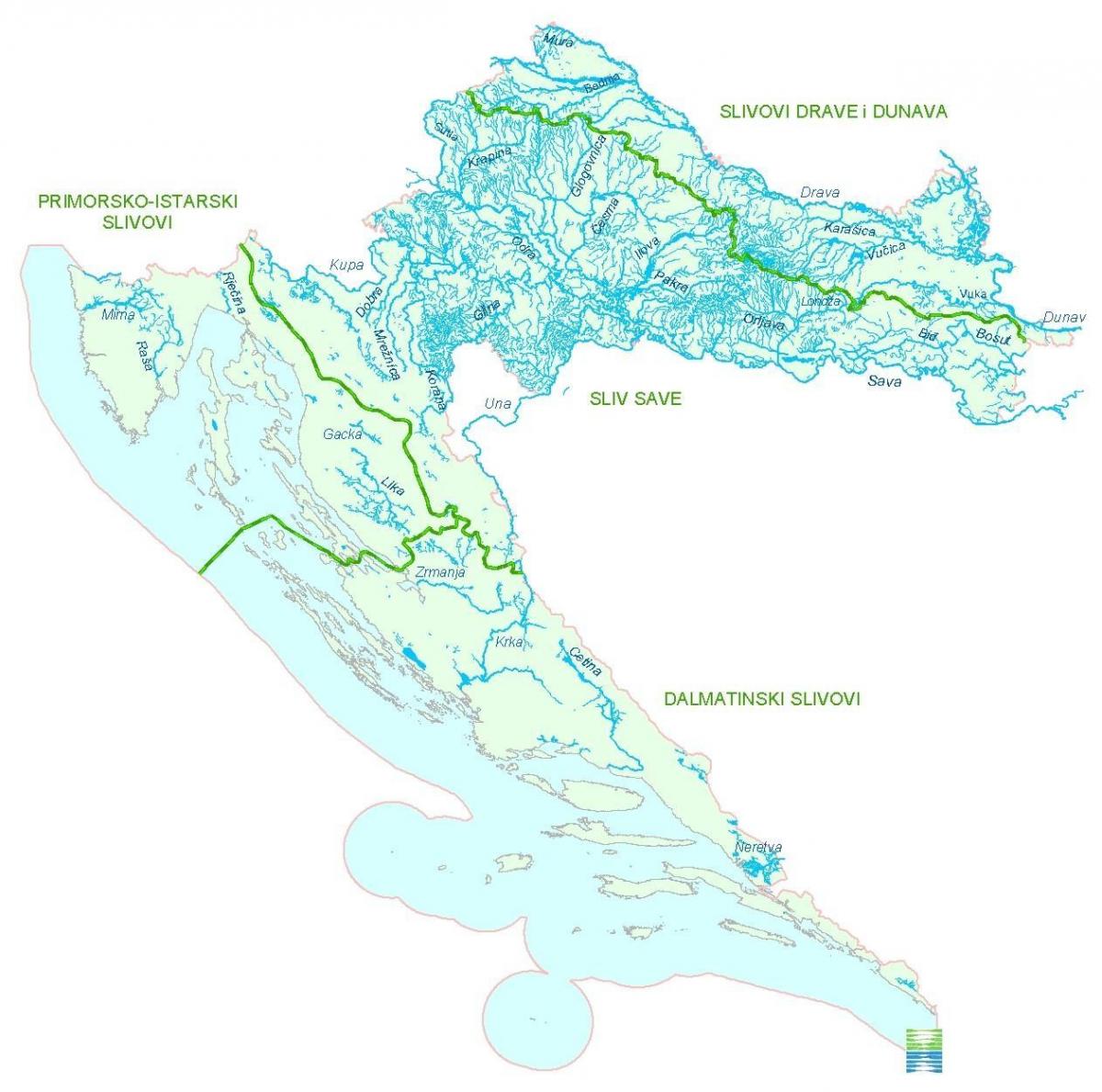 在克罗地亚的河流地图