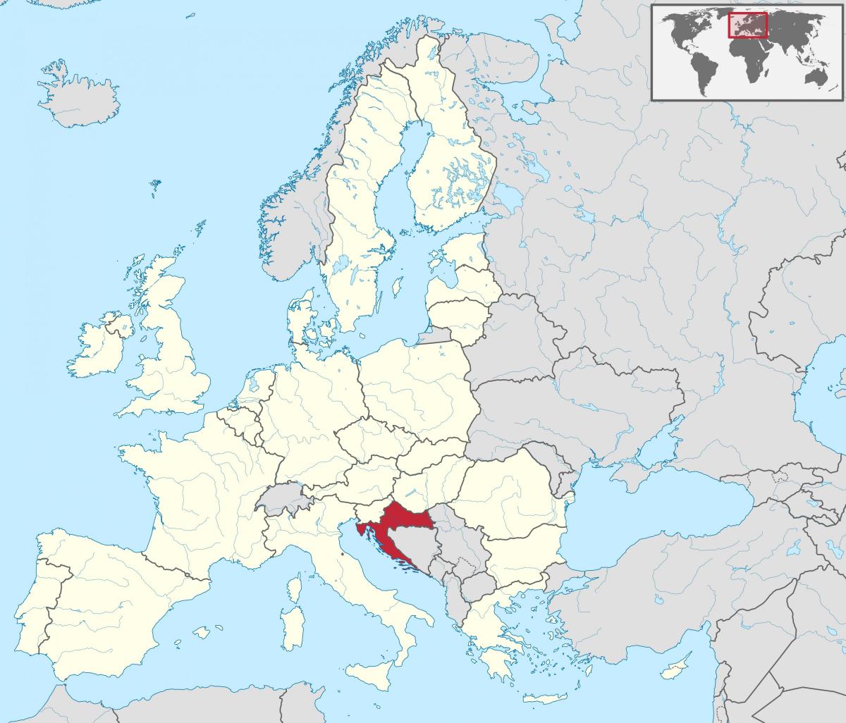克罗地亚在南欧地图上的位置