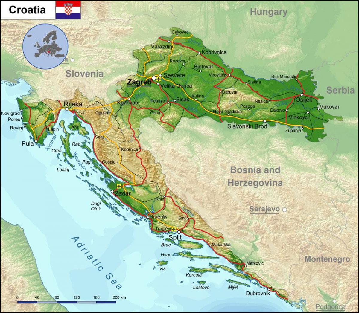 山在克罗地亚地图