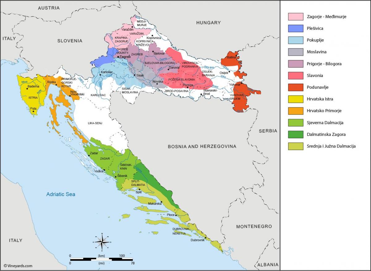 克罗地亚 葡萄园 地图