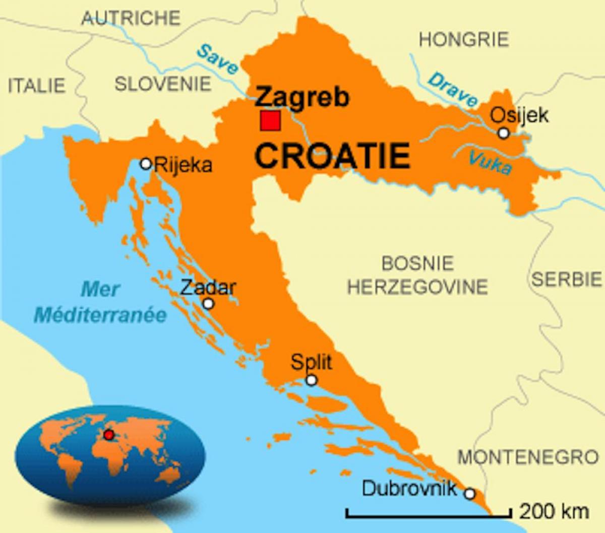 克罗地亚首都地图