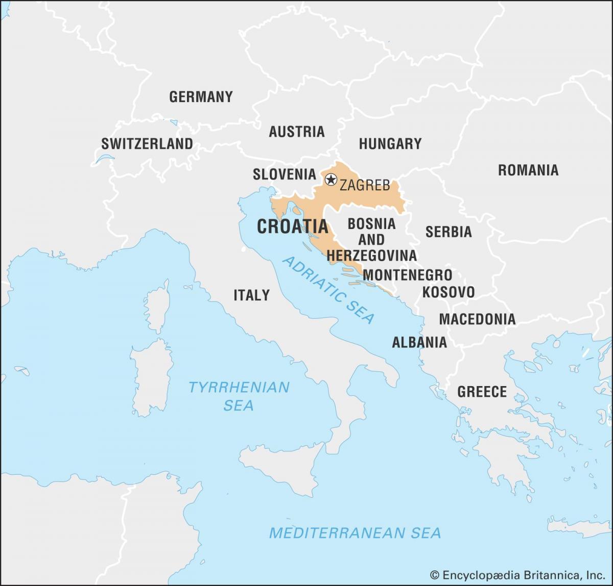 克罗地亚及周边国家地图